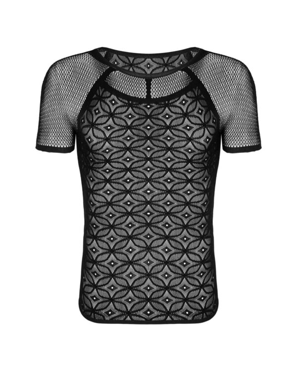 Чоловіча напівпрозора футболка з орнаментом Obsessive T102 T-shirt S/M/L, чорна - Зображення 6