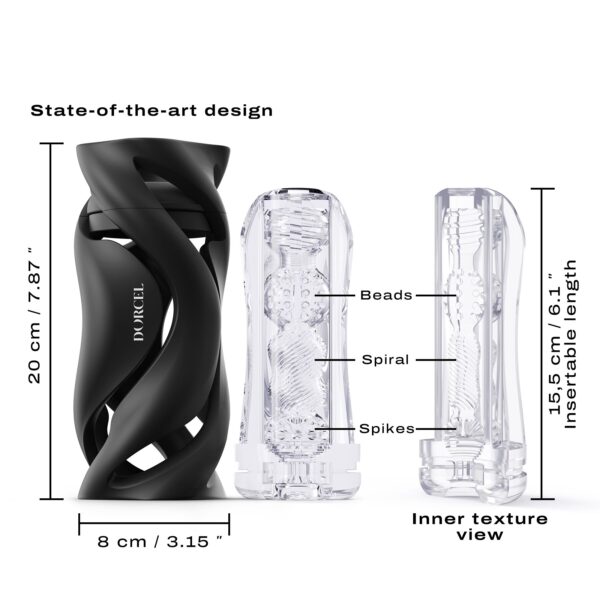 Мастурбатор Dorcel DEEP BLOW BLACK, подвійне використання - Зображення 3
