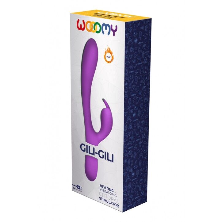 Вібратор-кролик Wooomy Gili-Gili Vibrator with Heat Purple, відросток з вушками, підігрів до 40°С - Зображення 4