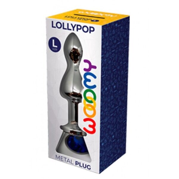 Металева анальна пробка Wooomy Lollypop Double Ball Metal Plug Blue L діаметр 3,5 см, довжина 10,5см - Зображення 3