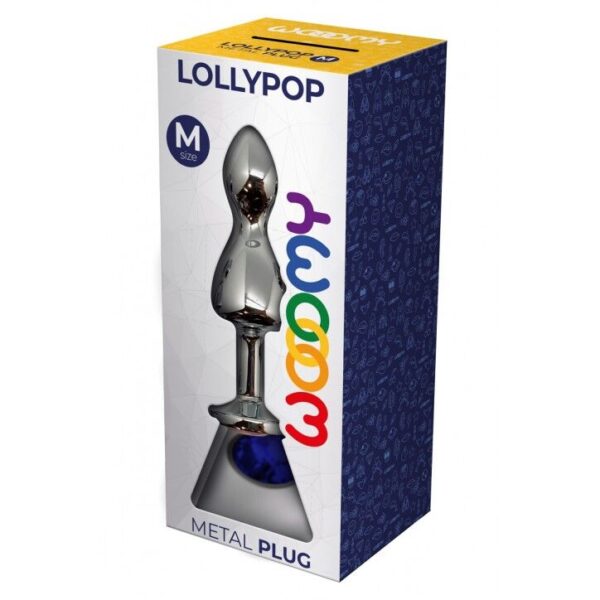 Металева анальна пробка Wooomy Lollypop Double Ball Metal Plug Blue M діаметр 3,1 см, довжина 9,4 см - Зображення 3