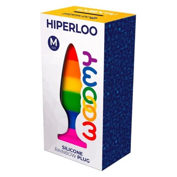 Силіконова анальна пробка Wooomy Hiperloo Silicone Rainbow Plug M, діаметр 2,9 см, довжина 11 см - Зображення 3