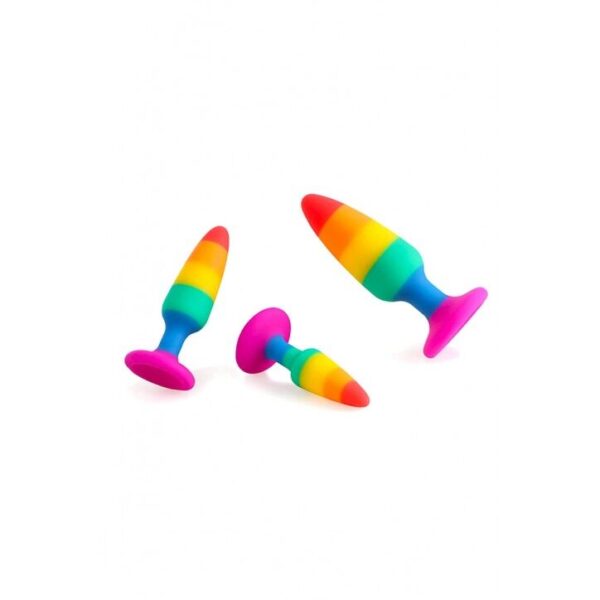 Силіконова анальна пробка Wooomy Hiperloo Silicone Rainbow Plug M, діаметр 2,9 см, довжина 11 см - Зображення 5