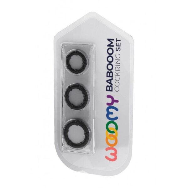 Набір ерекційних кілець Wooomy Babooom cockring set, 3 розміри, відмінно тягнуться - Зображення 3