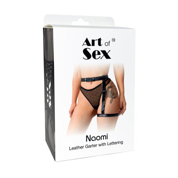 Гартер на ногу Art of Sex - Naomi з написом SEXY, натуральна шкіра, розмір XS-2XL, колір рожевий - Зображення 4
