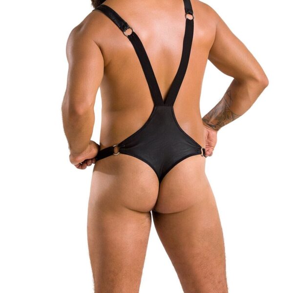 Чоловіче боді з люверсами Passion 028 HARRY XXL/XXXL Black, екошкіра, на шлейках - Зображення 2
