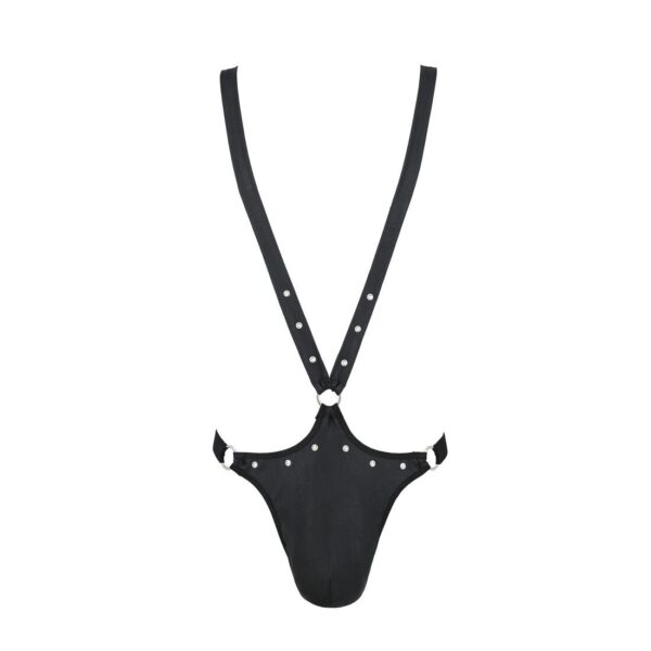 Чоловіче боді з люверсами Passion 028 HARRY XXL/XXXL Black, екошкіра, на шлейках - Зображення 5
