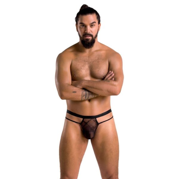 Чоловічі прозорі стринги Passion 029 THONG COLLIN S/M Black, сітка - Зображення 3