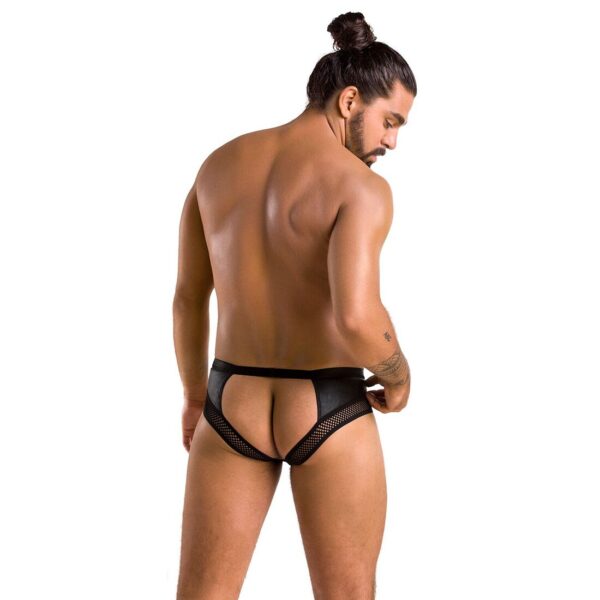 Чоловічі труси з ланцюжком Passion 030 SLIP TOM L/XL Black, екошкіра, відкриті сідниці - Зображення 4