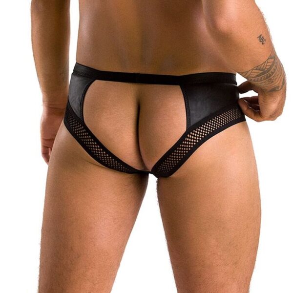 Чоловічі труси з ланцюжком Passion 030 SLIP TOM L/XL Black, екошкіра, відкриті сідниці - Зображення 2