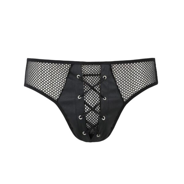 Чоловічі труси зі шнурівкою Passion 035 SLIP RICHARD S/M Black, екошкіра, сітка - Зображення 5