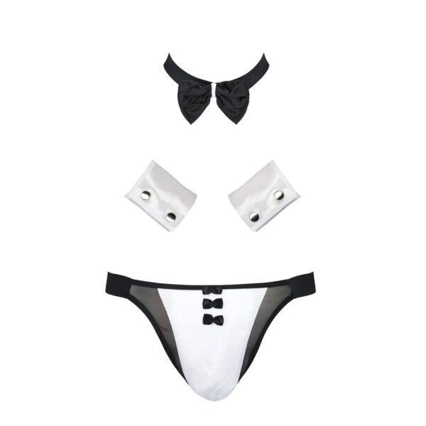 Комплект еротичної чоловічої білизни Passion 036 ALFRED S/M Black, труси, комірець, манжети - Зображення 5