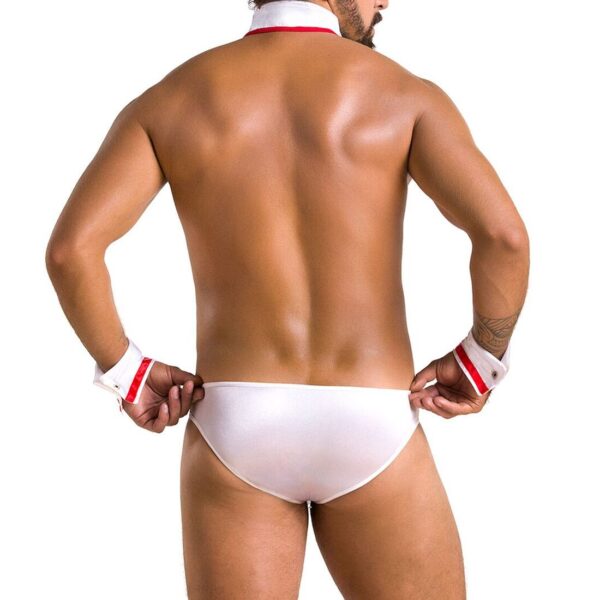 Комплект еротичної чоловічої білизни Passion 037 GREGORY XXL/XXXL White, труси, комірець, манжети - Зображення 2