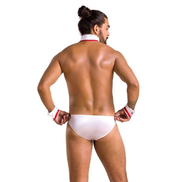 Комплект еротичної чоловічої білизни Passion 037 GREGORY XXL/XXXL White, труси, комірець, манжети - Зображення 4