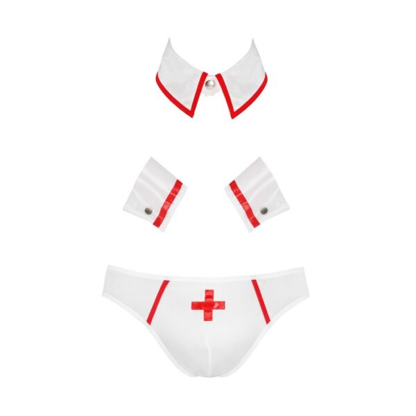 Комплект еротичної чоловічої білизни Passion 037 GREGORY XXL/XXXL White, труси, комірець, манжети - Зображення 5