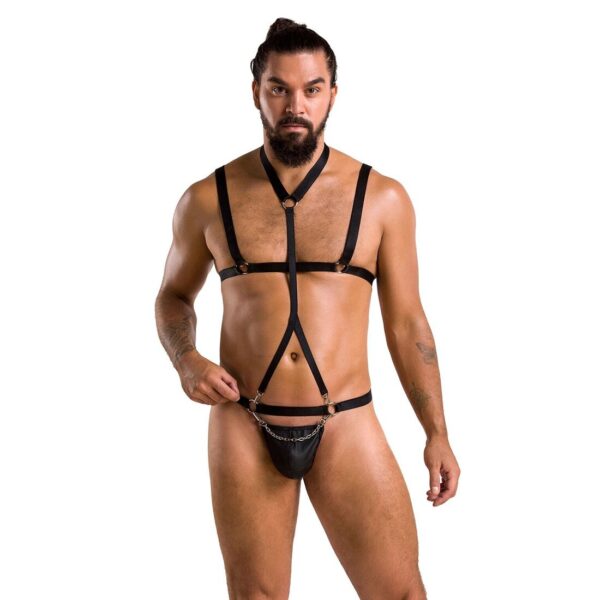 Комплект чоловічої білизни зі стреп Passion 039 SET ANDREW XXL/XXXL Black, стринги, шлейки - Зображення 3