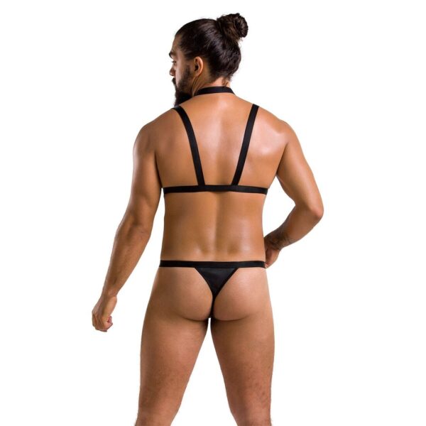 Комплект чоловічої білизни зі стреп Passion 039 SET ANDREW XXL/XXXL Black, стринги, шлейки - Зображення 4