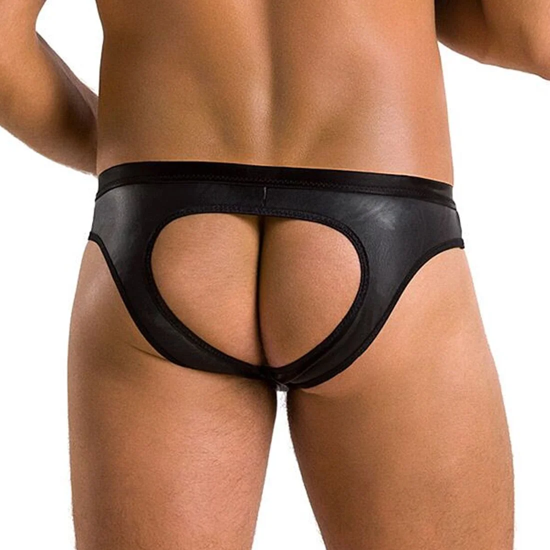 Чоловічі сліпи з вирізами Passion 041 SLIP JOE S/M, Black екошкіра, відкриті сідниці - Зображення 2