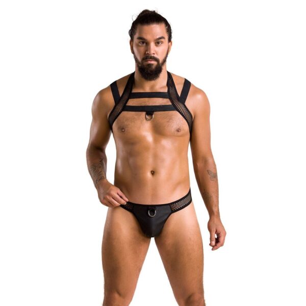 Комплект чоловічої білизни з кріпленнями Passion 043 JACOB L/XL Black, труси, шлейки - Зображення 3