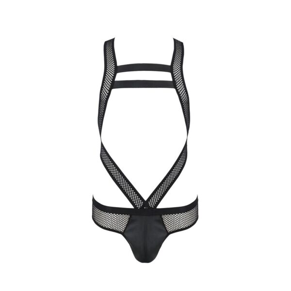 Чоловіче еротичне сітчасте боді Passion 045 VICTOR L/XL Black, екошкіра, сітка - Зображення 5