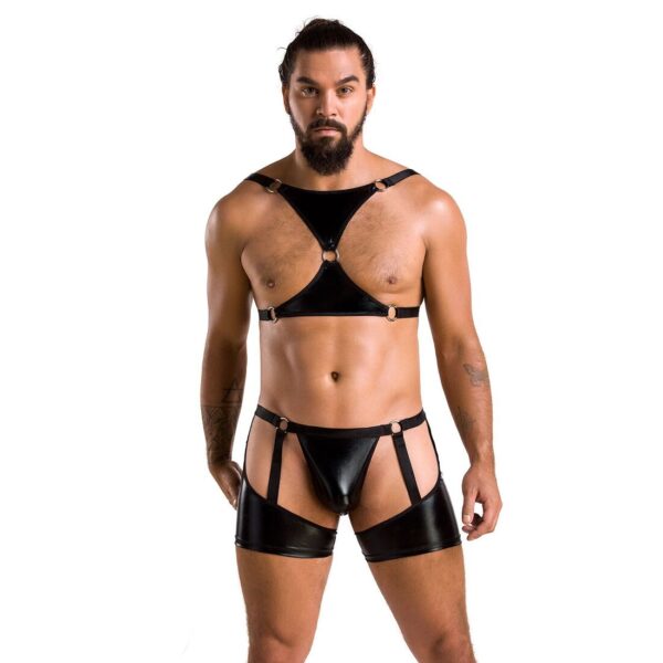 Комплект еротичної чоловічої білизни Passion 047 SET JOHN XXL/XXXL Black, труси, портупея - Зображення 3