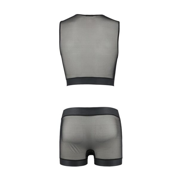 Комплект чоловічої білизни на шнурівці Passion 053 SET WILLIAM L/XL Black, жилет, боксери - Зображення 6