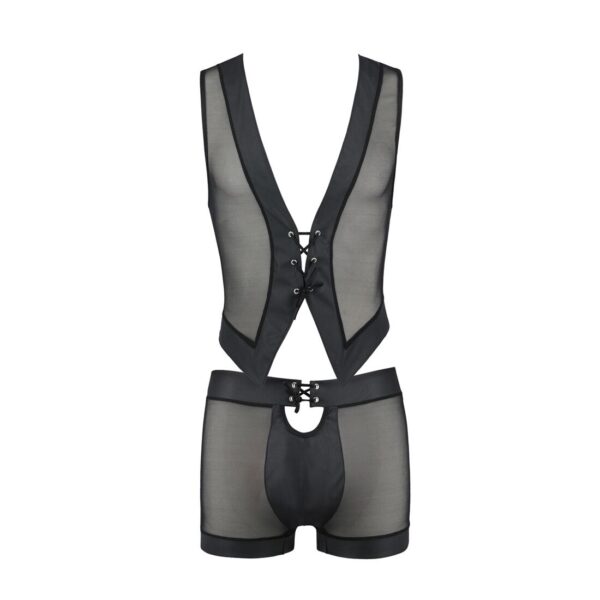 Комплект чоловічої білизни на шнурівці Passion 053 SET WILLIAM L/XL Black, жилет, боксери - Зображення 5