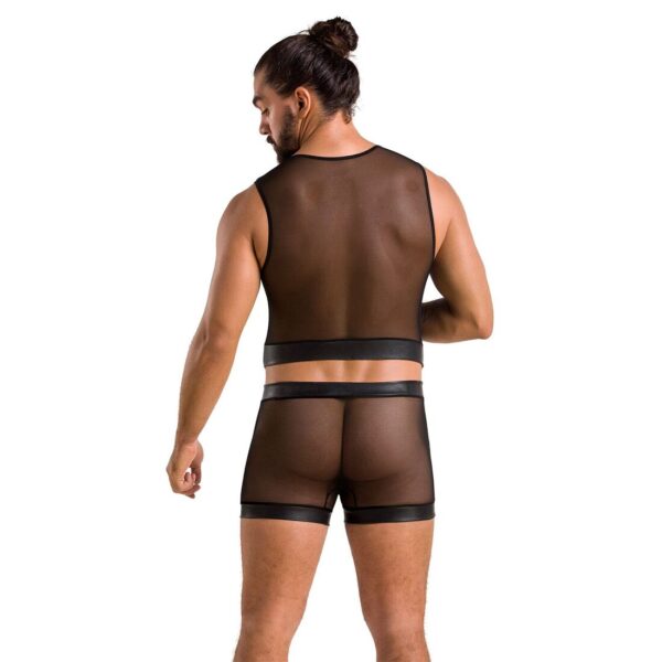 Комплект чоловічої білизни на шнурівці Passion 053 SET WILLIAM L/XL Black, жилет, боксери - Зображення 4