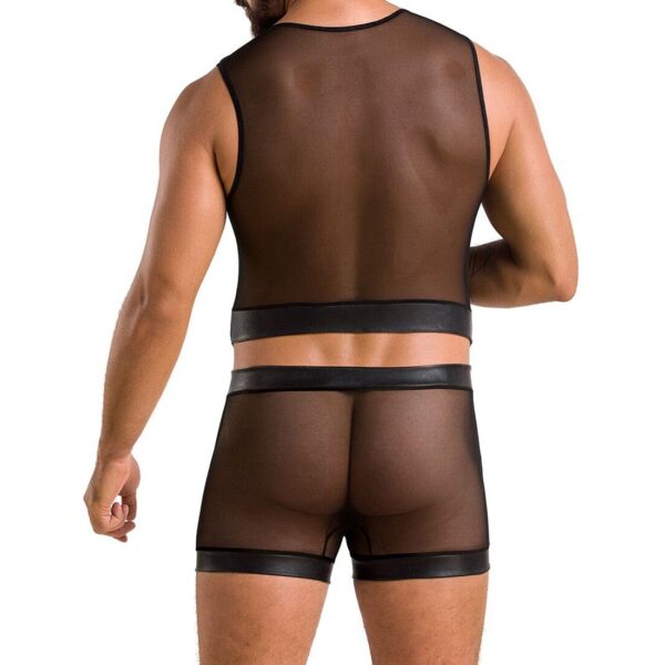 Комплект чоловічої білизни на шнурівці Passion 053 SET WILLIAM L/XL Black, жилет, боксери - Зображення 2