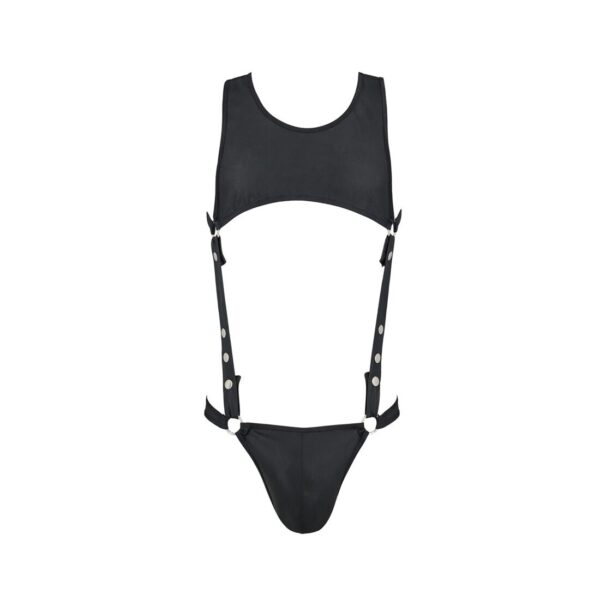Чоловіче шкіряне боді Passion 056 ADAM L/XL Black, заклепки - Зображення 5