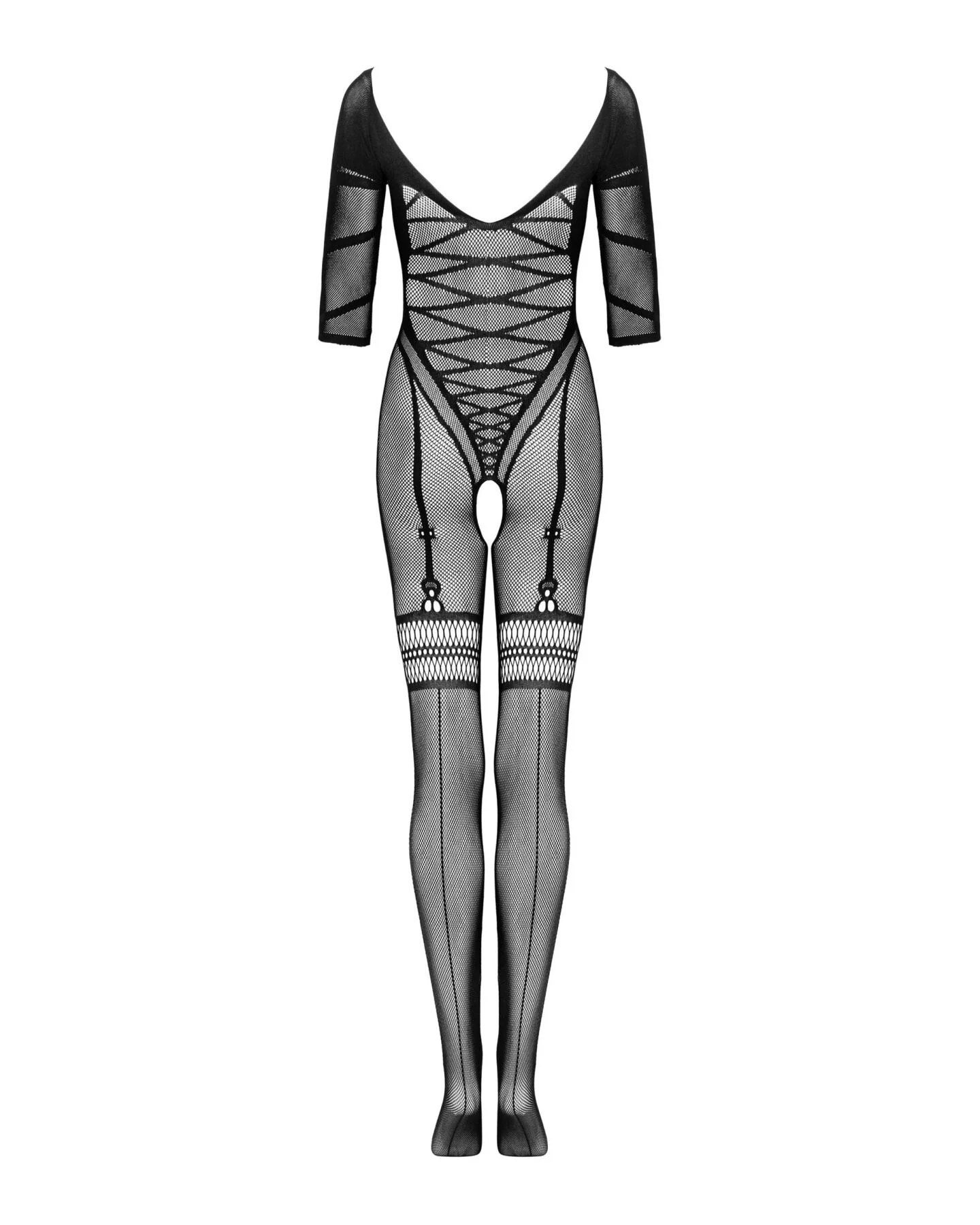 Сітчастий бодістокінг з підв'язками Obsessive G329, чорний - Зображення 4
