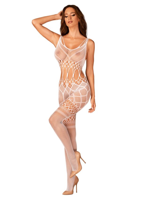 (SALE) Сітчастий бодістокінг з імітацією топа та шортів Obsessive Bodystocking G330 S/M/L, white, з доступо - Зображення 5