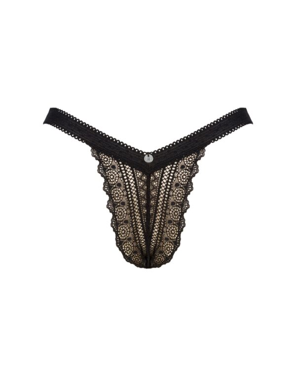 (SALE) Мереживні трусики із заниженою талією Obsessive Estiqua panties XS/S, black - Зображення 5