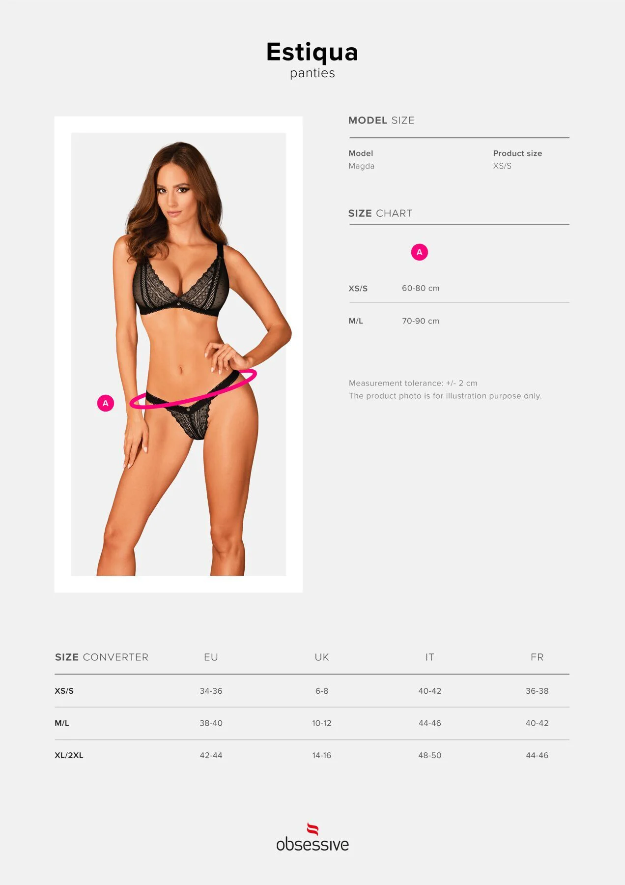 (SALE) Мереживні трусики із заниженою талією Obsessive Estiqua panties XS/S, black - Зображення 7