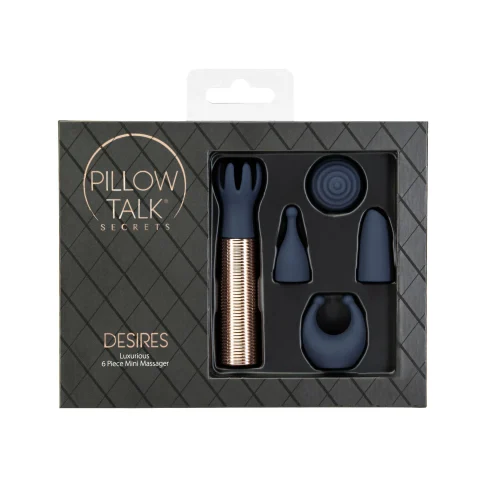 Pillow Talk Secrets Desires Mini Massager Set - Navy, 6-Piece