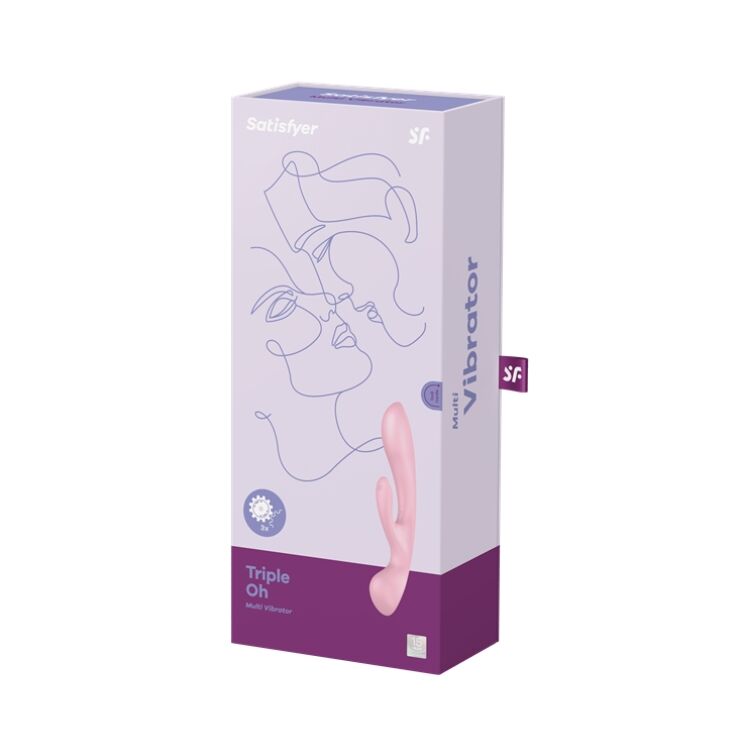 Двосторонній вібратор-кролик Satisfyer Triple Oh Pink, 3 мотори, руків’я-масажер - Зображення 8