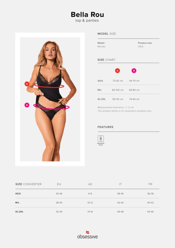 (SALE) Топ та трусики Obsessive Bella Rou top & panties M/L, топ, трусики - Зображення 5