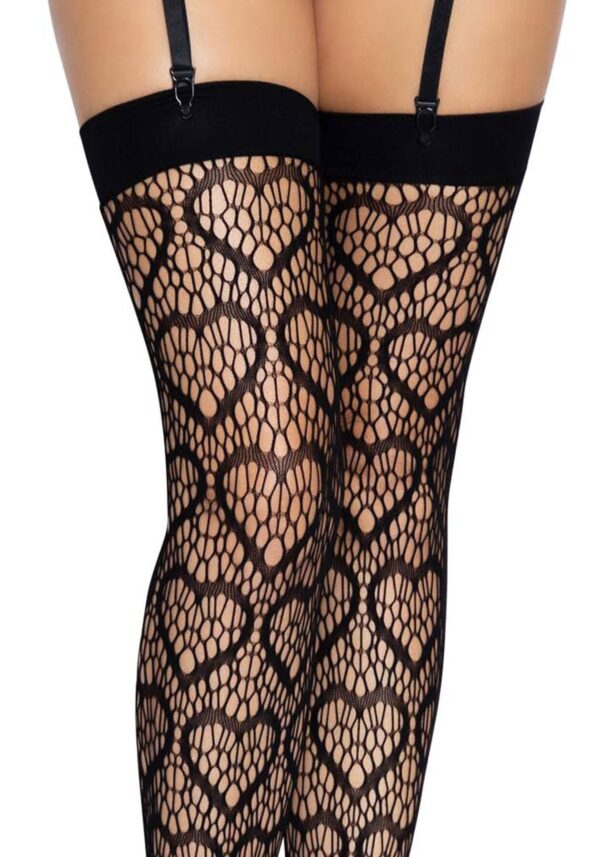 Ажурні панчохи із сердечками Leg Avenue Heart Black, one size - Зображення 5