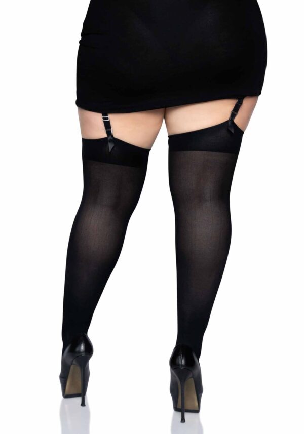 Щільні непрозорі панчохи Leg Avenue Nylon Thigh Highs Black, plus size - Зображення 2