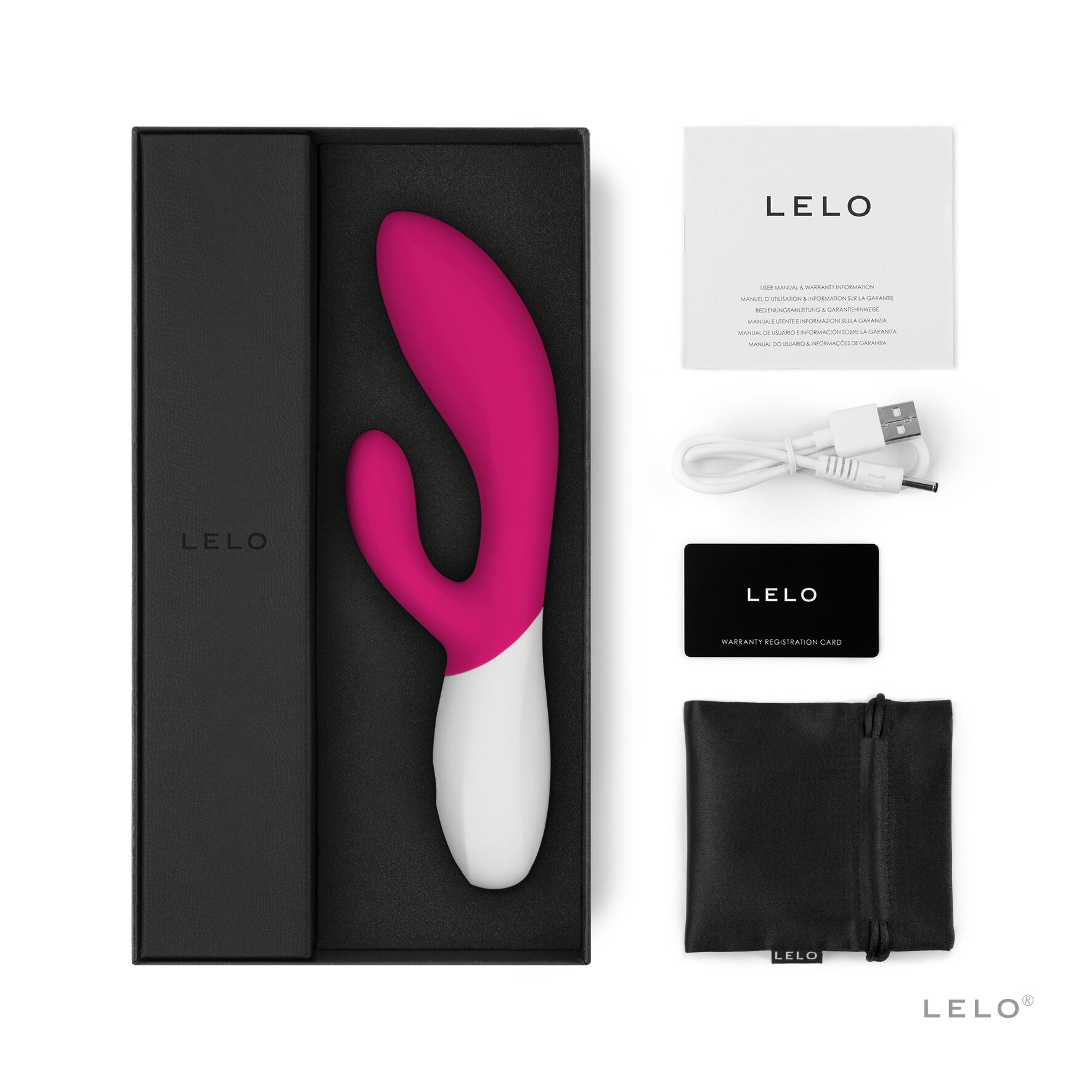 Вібратор-кролик LELO Ina Wave 2 Cerise, манливий рух стовбура + вібрації - Зображення 2