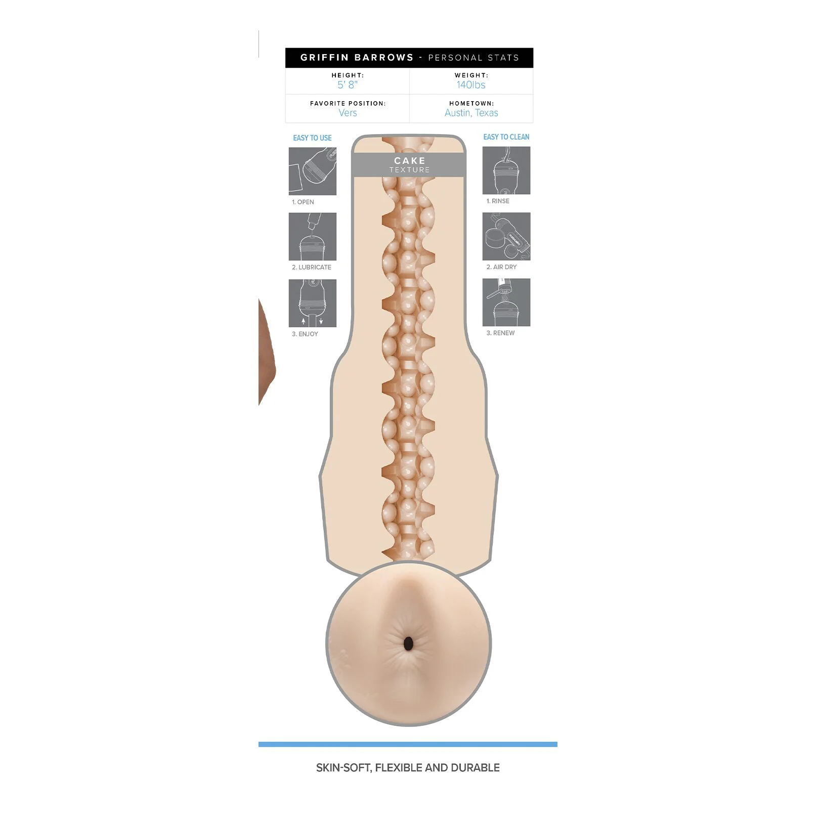 Мастурбатор-дупка Fleshjack Boys: Griffin Barrows Cake - Зображення 8
