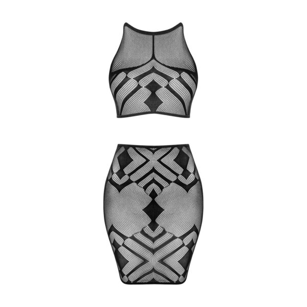 (SALE) Еротичний напівпрозорий комплект Obsessive K101 top & skirt S/M/L, топ, спідниця - Зображення 3