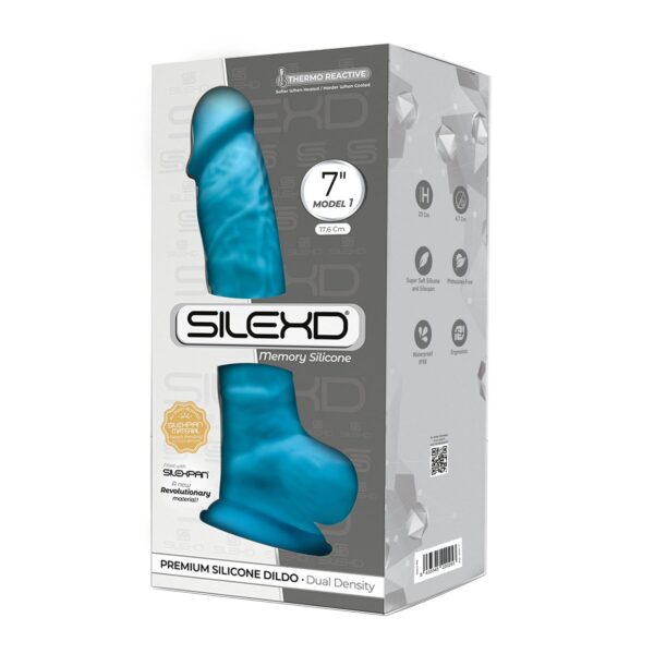 Фалоімітатор SilexD Johnny Blue (MODEL 1 size 7in), двошаровий, силікон+Silexpan, діаметр 3,8 см - Зображення 2