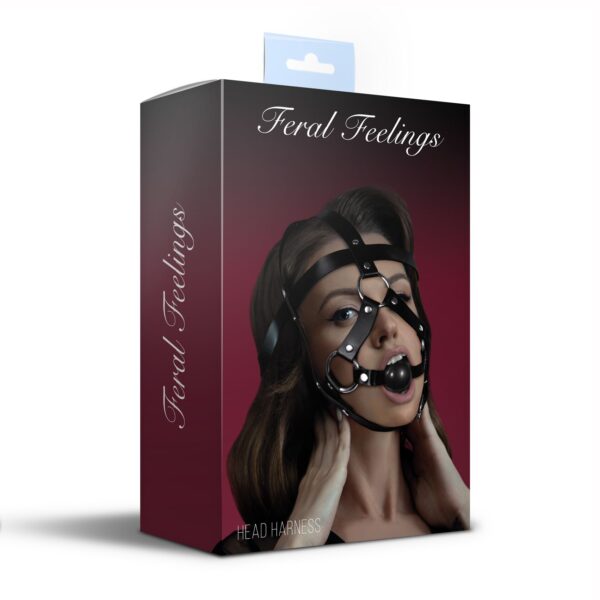 Маска-збруя з кляпом Feral Feelings Head Harness, шкіра - Зображення 2