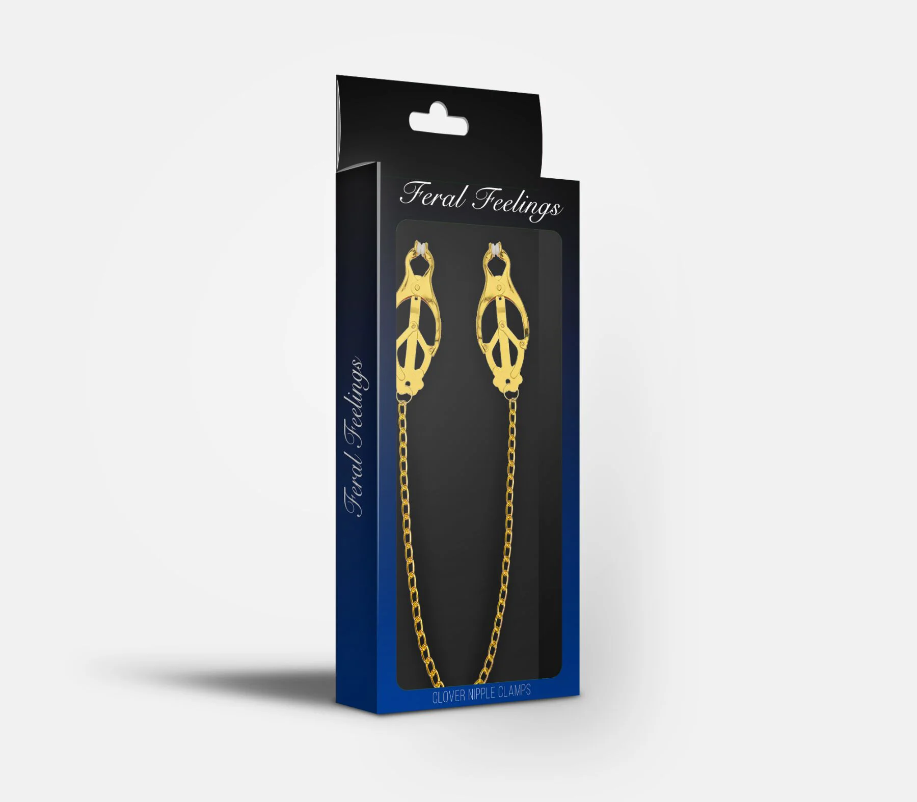 Затискачі для сосків з ланцюжком Feral Feelings – Clover nipple clamps, золото/білий - Зображення 2