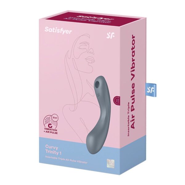 Вакуумний стимулятор з вібрацією Satisfyer Curvy Trinity 1 Bluegrey, іграшка 3в1 - Зображення 5
