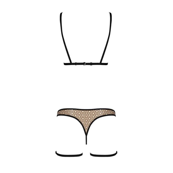 Еротичний комплект спідньої білизни Passion GABI SET XXL/XXXL beige, трусики з гартерами - Зображення 4