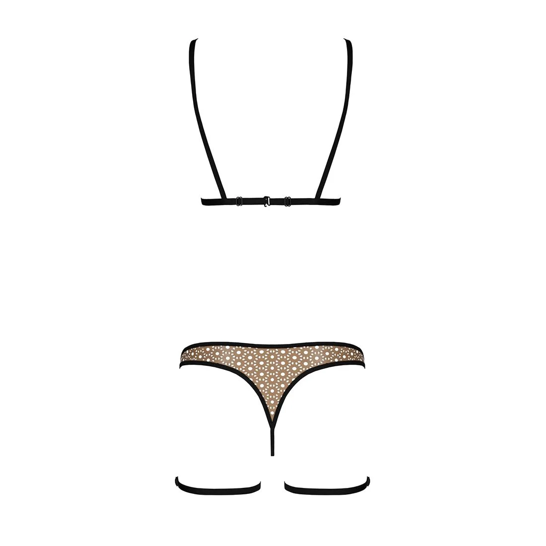 Елегантний комплект білизни GABI SET XXL/XXXL Beige з гартерами - Зображення 4