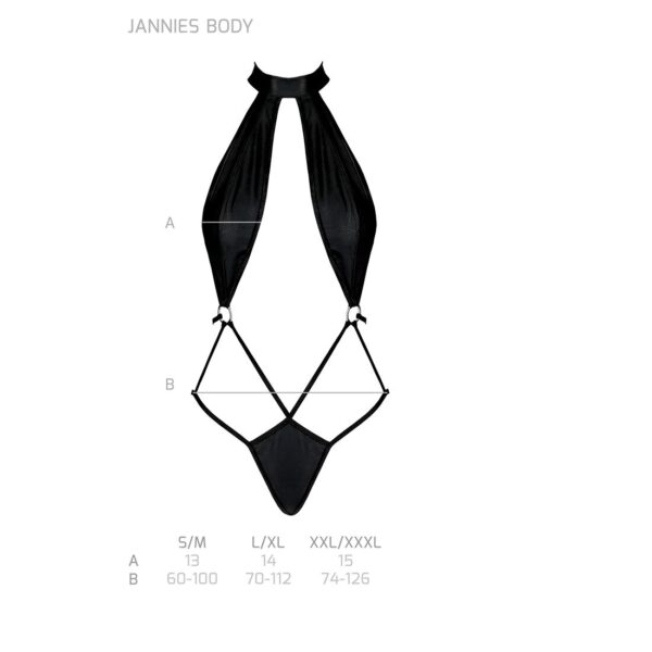 Боді-халтер з екошкіри Passion JANNIES BODY S/M black - Зображення 5