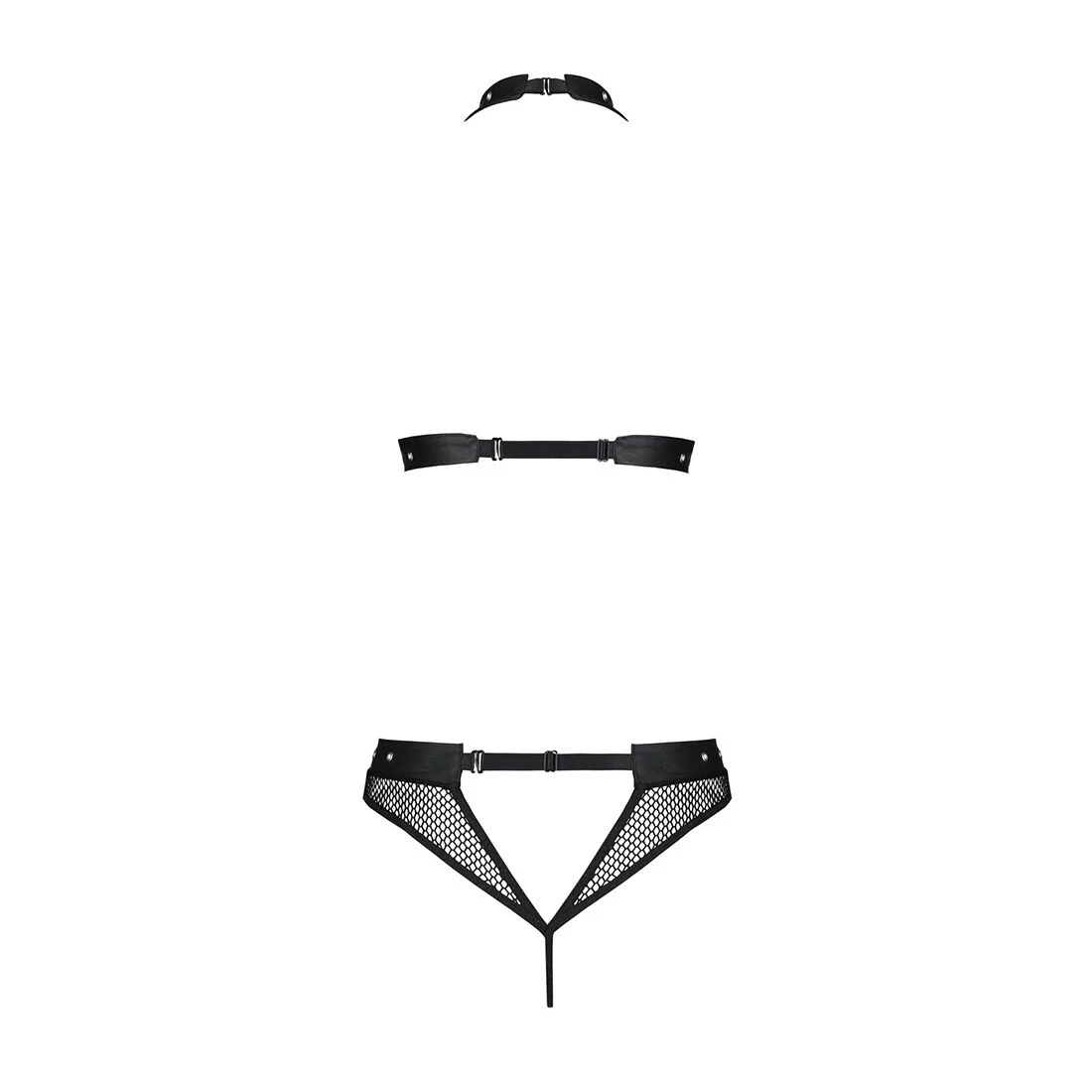 Білизна з відкритим доступом Passion MOONLIGHT SET S/M black, топ, стрінги - Зображення 4